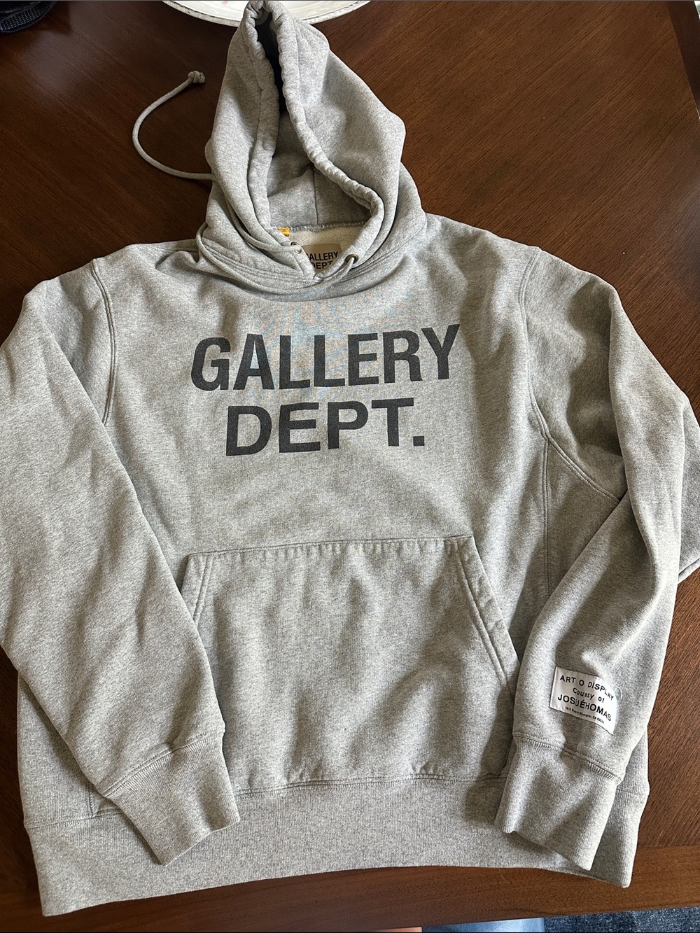 Gallery Dept Gray Pullover Hoodie with Black Chest Logo